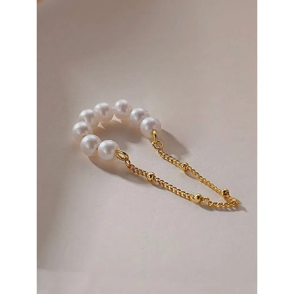 Women's ear earrings, piercing-free clip earrings, pearls, chain, fashion
